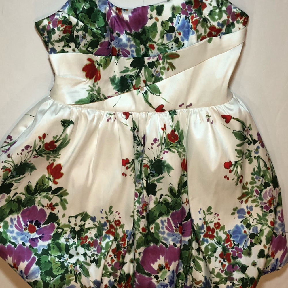 NWT Jewel Badgley Mischka Multi Green Floral Bubble Hem Dress Size 14 J0153
